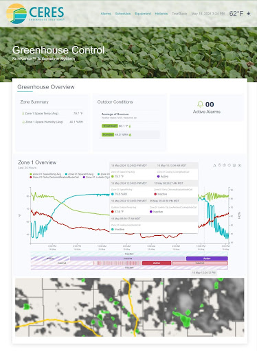 SunSense controller interface- dashboard